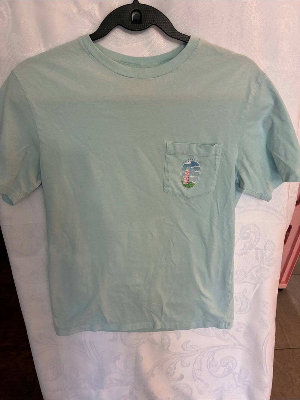 Vineyard Vines Mint Green Womens Short Sleeve Pocket Tee with Lighthouse Patch